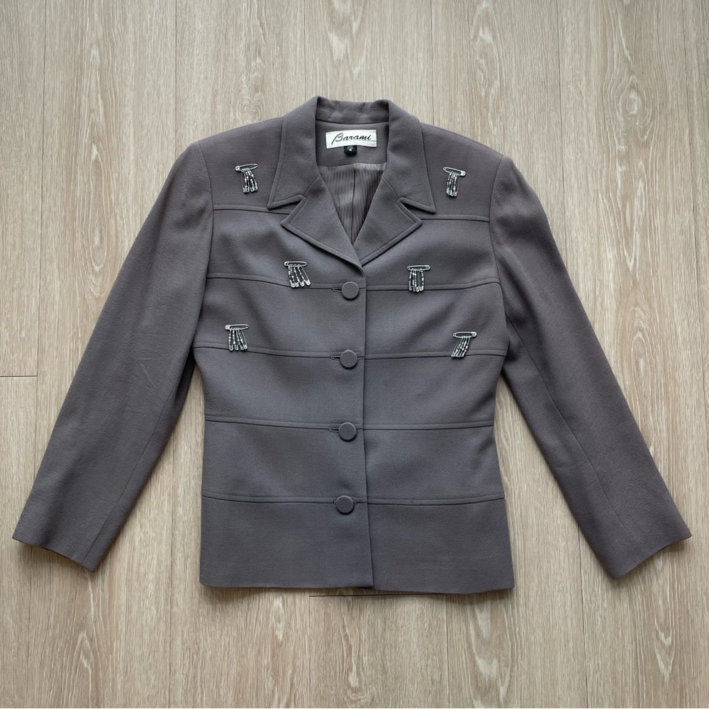 Barami Wool Embellished Buttoned Fitter Blazer Size Small